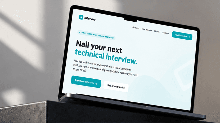 Intervue - AI Practice Platform interface showcase