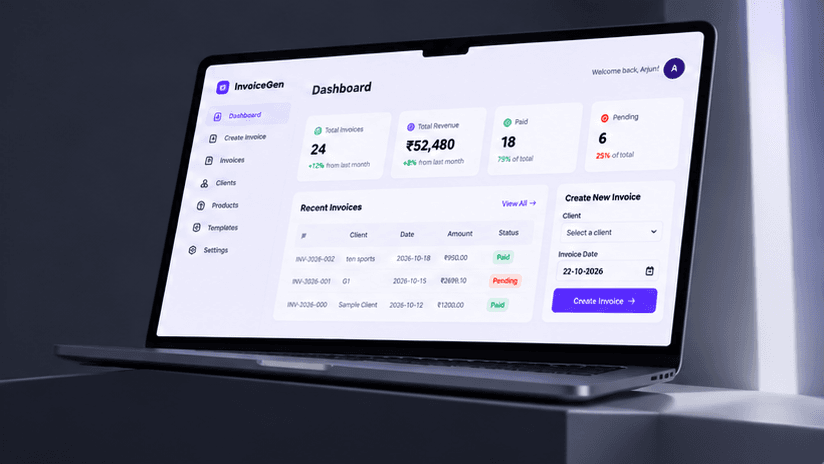 Invoice Generator - Mobile App interface showcase